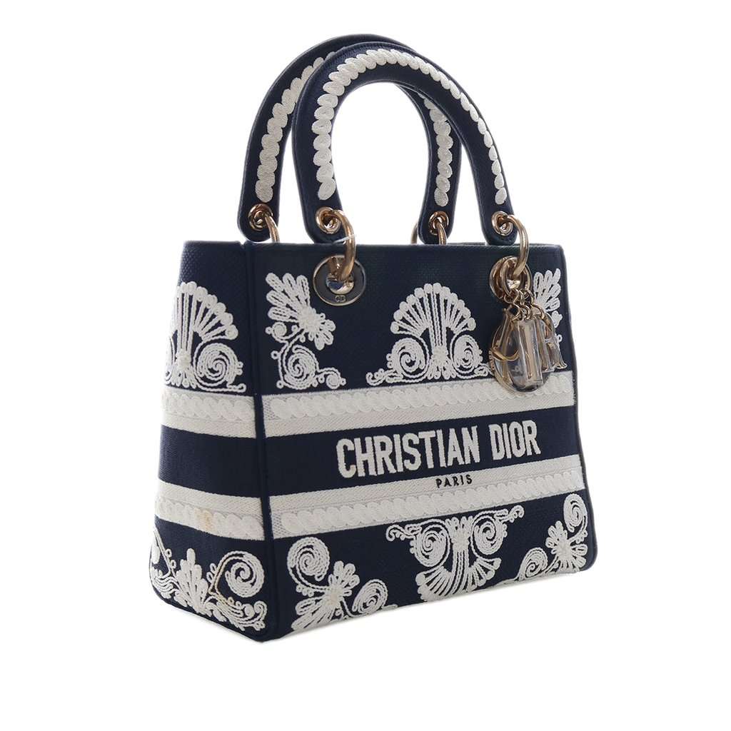 Dior Medium Embroidered Canvas Cornely Lady D Lite Blue Very good condition - Inside View