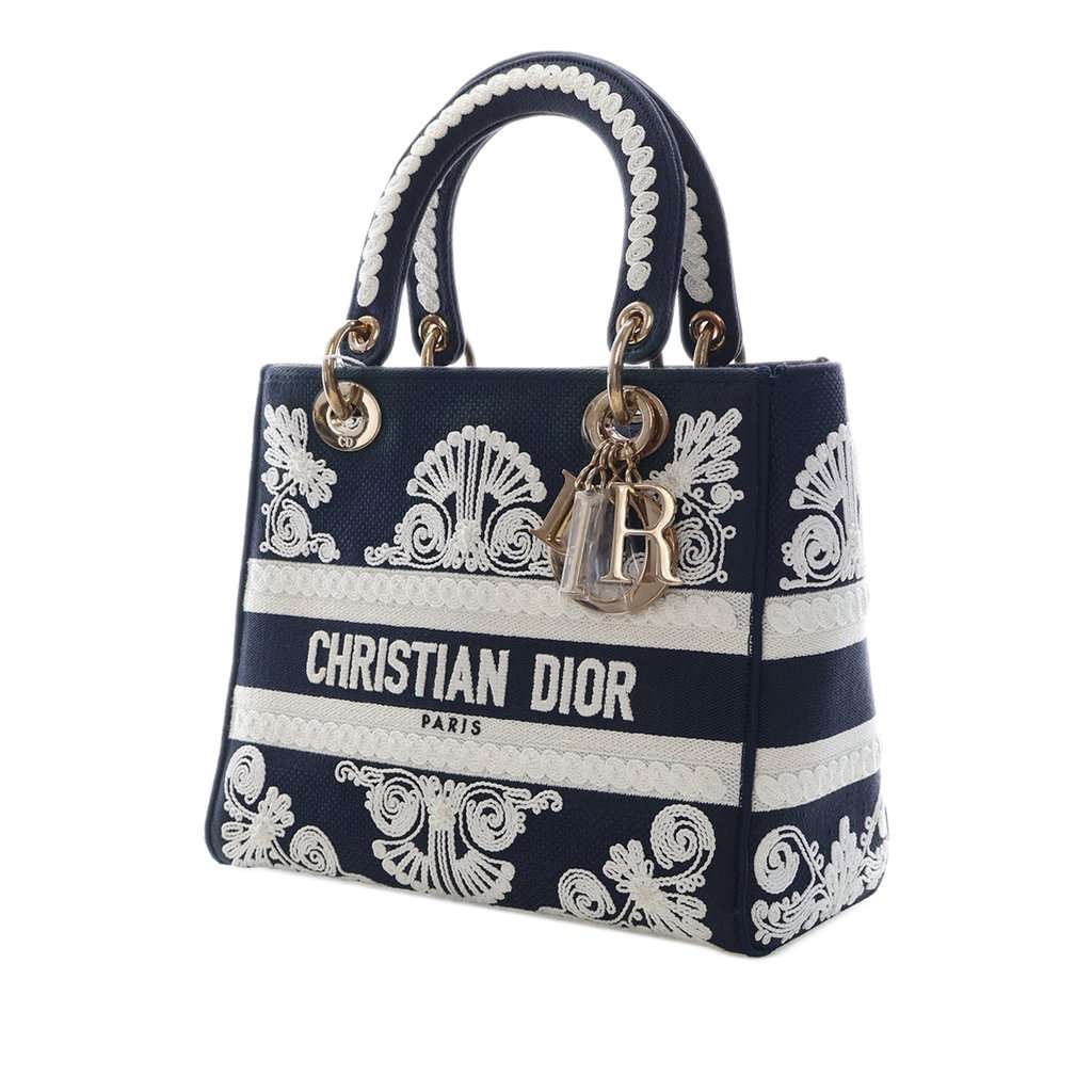 Dior Medium Embroidered Canvas Cornely Lady D Lite Blue Very good condition - Model View