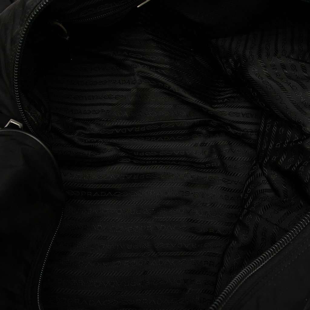 Prada Saffiano Trimmed Tessuto Travel Bag Black Good - Model View