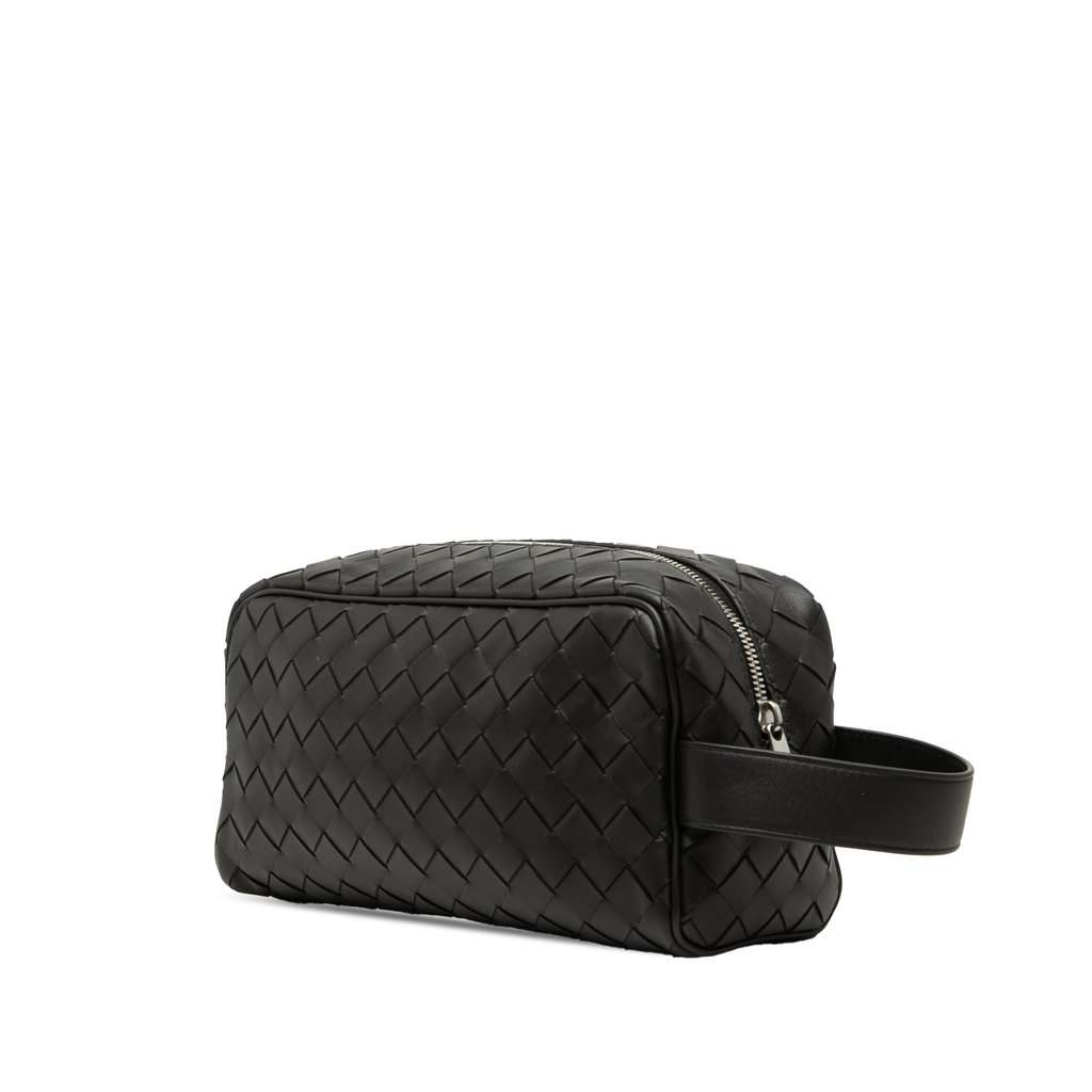 Bottega Veneta Nappa Intrecciato Travel Pouch Black Leather Very good condition - Back View