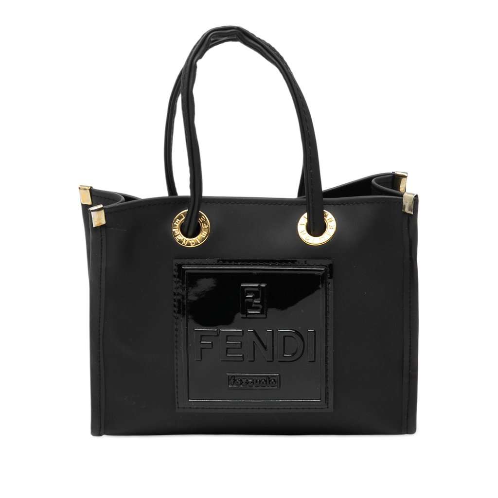 Fendi Mini Rubber FF Logo Shopper Tote Black Very good - Front View