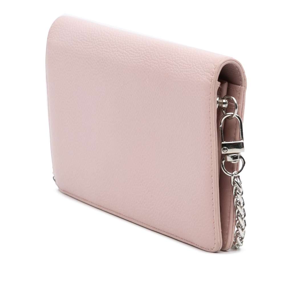 Chanel CC Caviar Wallet On Chain Pink Leather Good - Back View