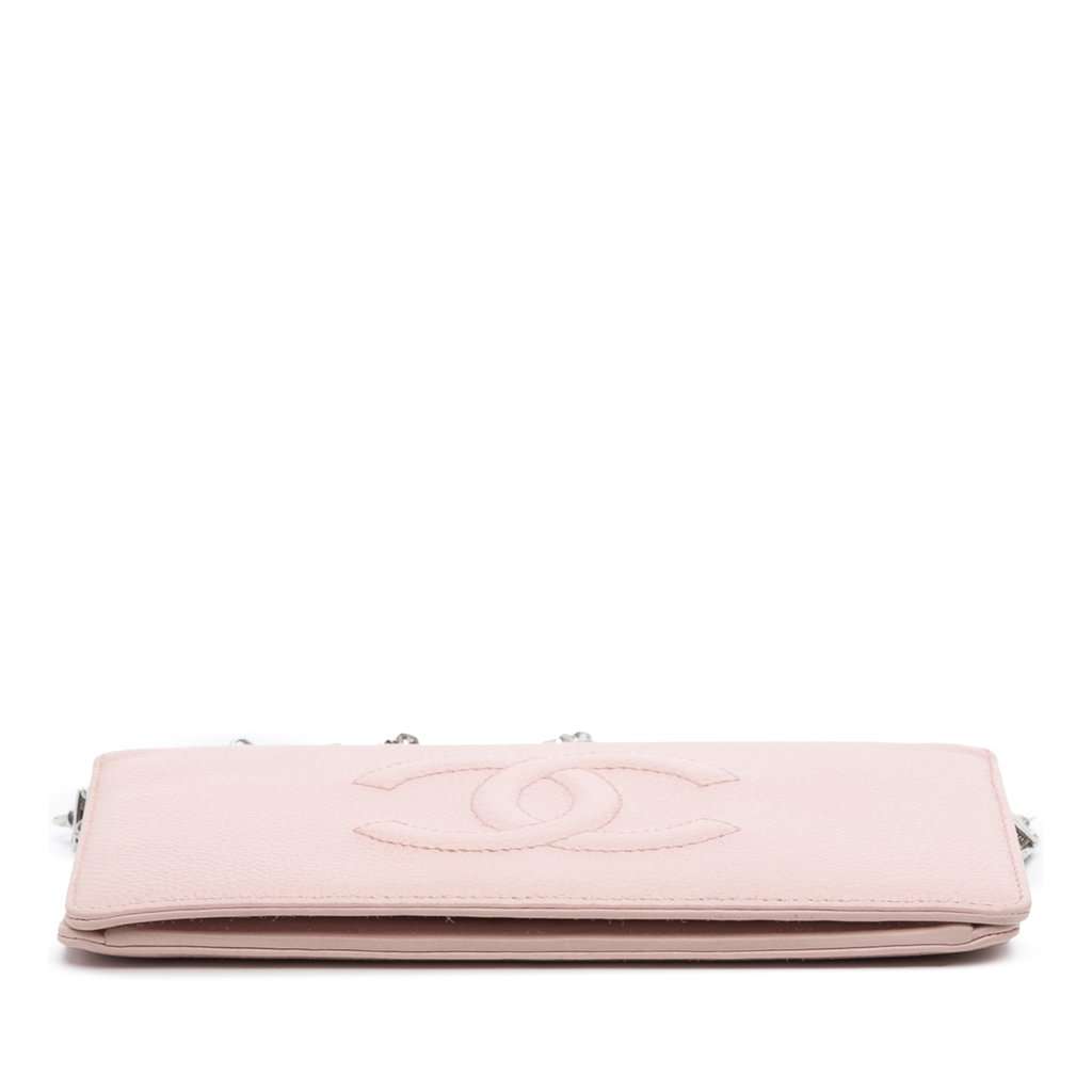 Chanel CC Caviar Wallet On Chain Pink Leather Good - Inside View
