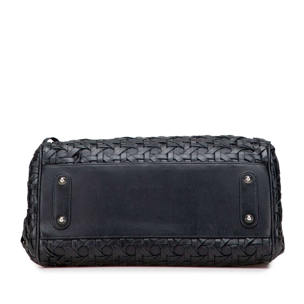 Dior Woven Lambskin Lady Dior Avenue Tote Black Leather Good - Inside View