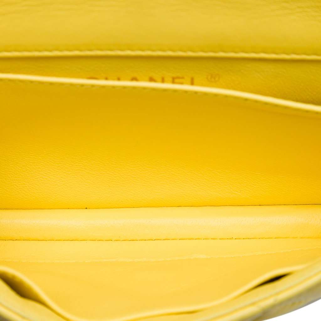 Chanel Extra Mini Rectangular Classic Lambskin Single Flap Yellow Leather Very good condition - Model View