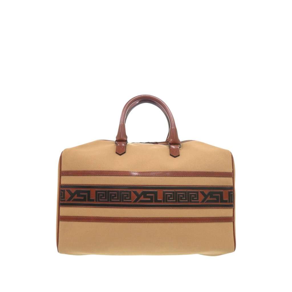 Saint Laurent Canvas Boston Bag Brown Very good - Front View