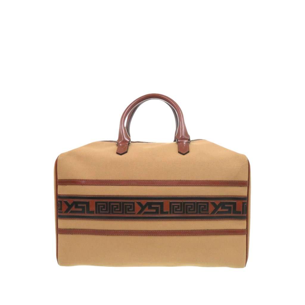 Saint Laurent Canvas Boston Bag Brown Very good - Back View