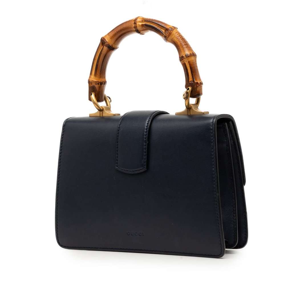 Gucci Mini Calfskin Web Bamboo Dionysus Satchel Blue Leather Very good condition - Back View
