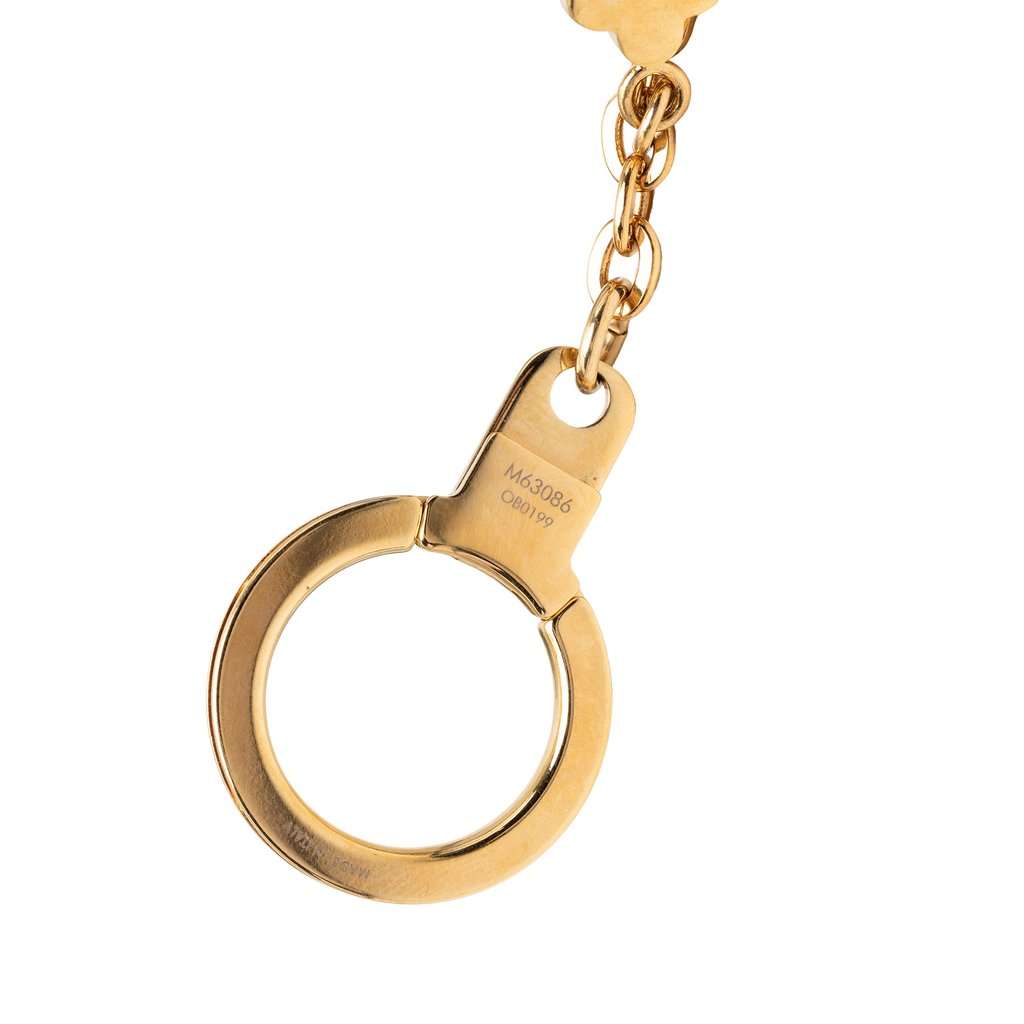 Louis Vuitton Gold Plated Blooming Flowers Chain Bag Charm and Key Holder Gold Metal Very good - Inside View