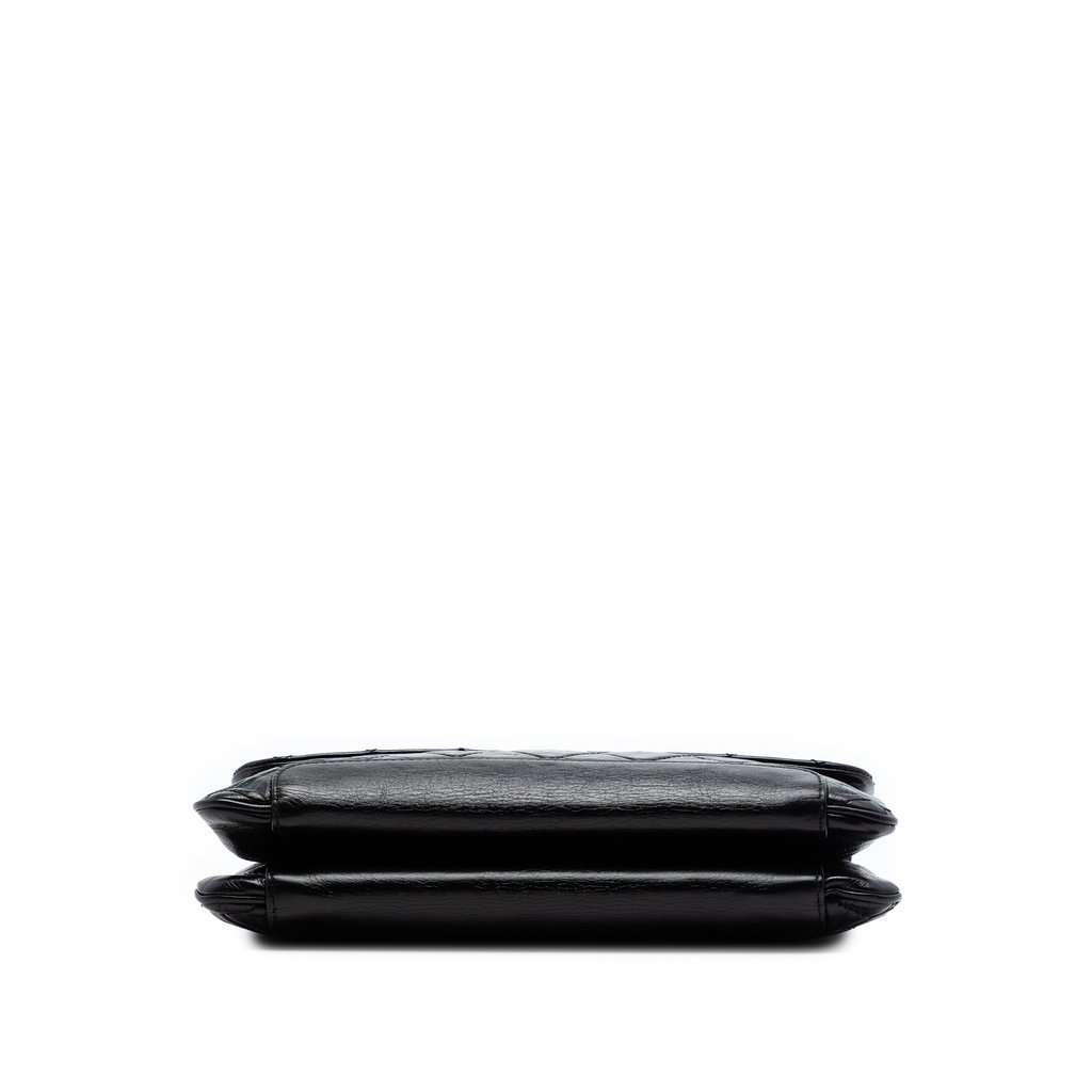 Chanel CC Quilted Glazed Calfskin Flap Black Leather Very good condition - Inside View