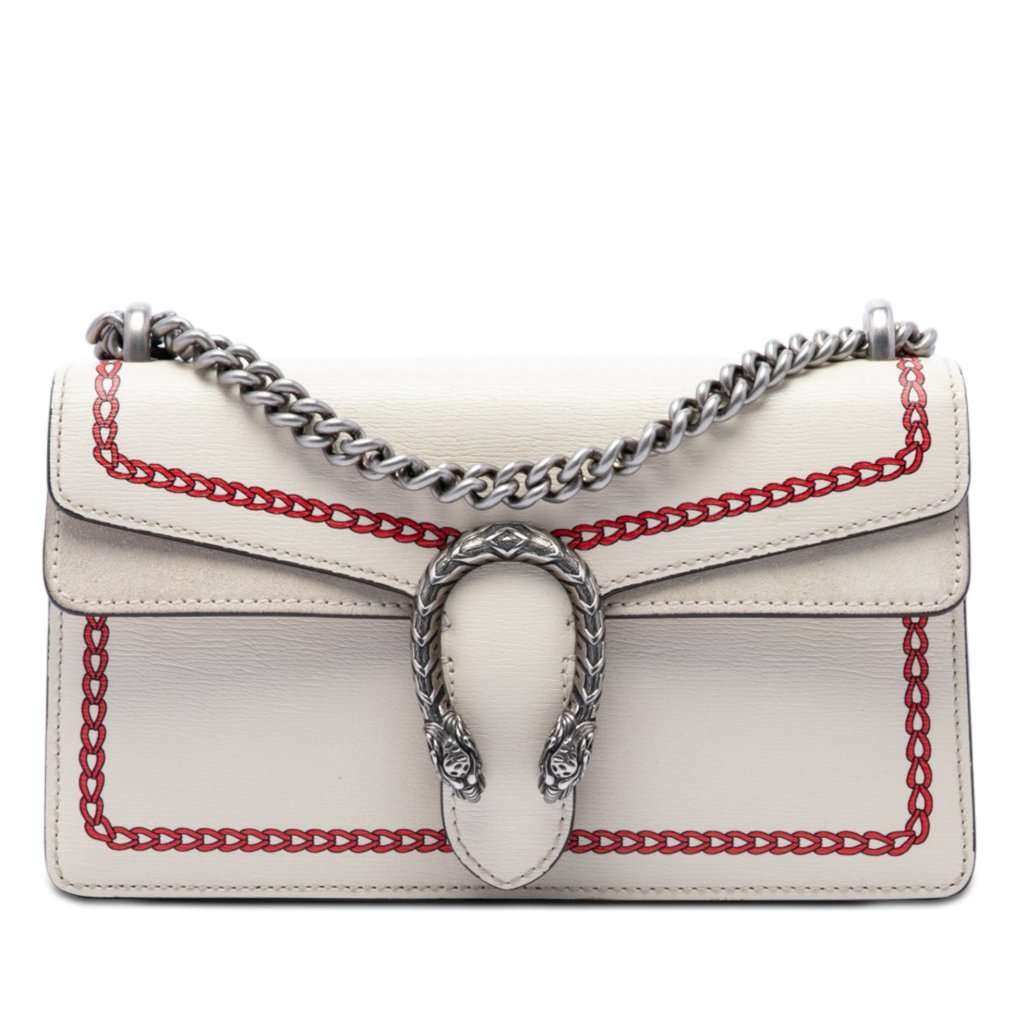 Gucci Medium Textured Calfskin Lunar New Year Dionysus Crossbody White Leather Very good - Front View