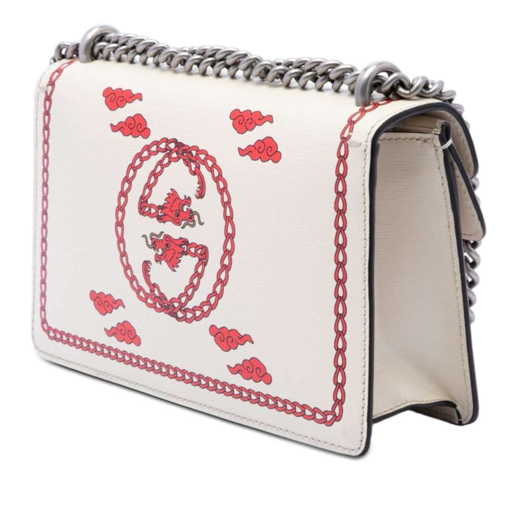 Gucci Medium Textured Calfskin Lunar New Year Dionysus Crossbody White Leather Very good - Back View