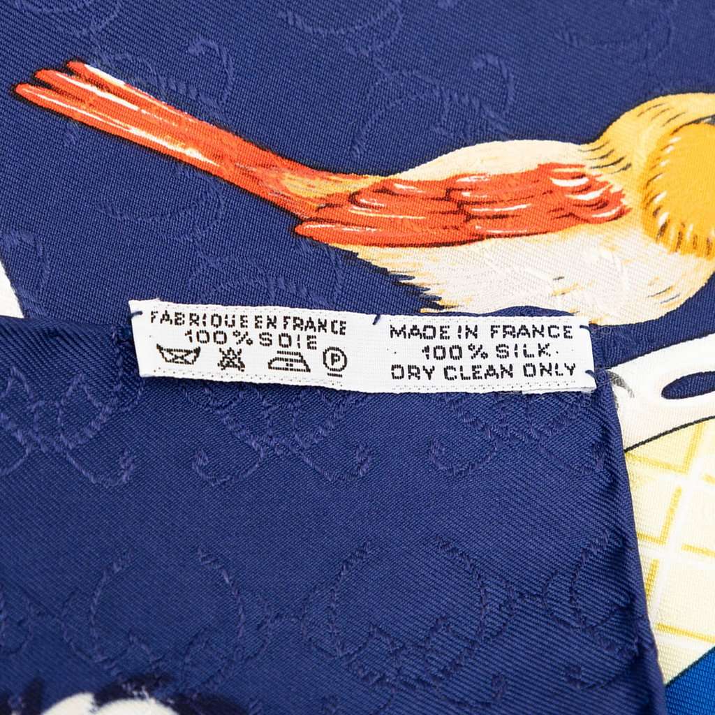 Hermès La Cle des Champs Silk Scarf 90 Blue Never worn - Back View