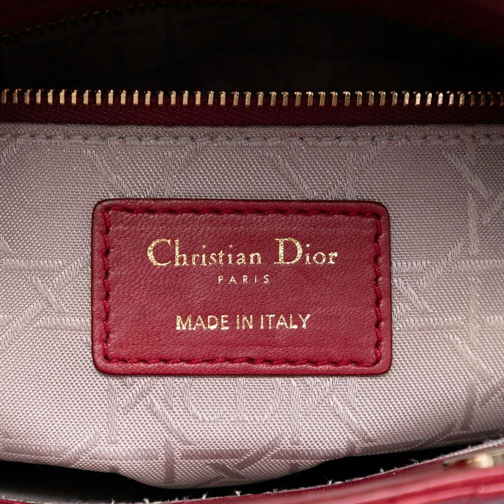 Dior Small Lambskin Cannage My ABCDior Lady Dior Red Leather Very good condition - Box View