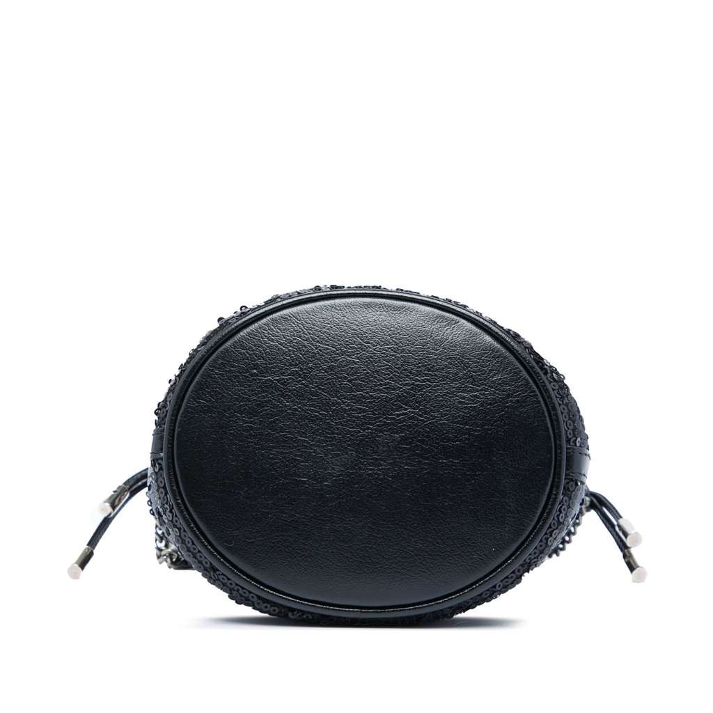 Gucci Small GG Marmont Sequined Diagonal Matelasse Calfskin Bucket Bag Black Leather Very good - Inside View