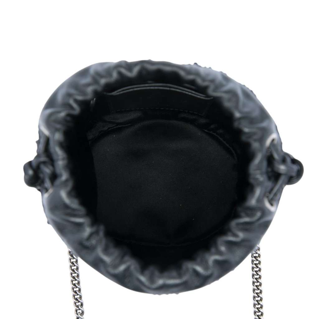 Gucci Small GG Marmont Sequined Diagonal Matelasse Calfskin Bucket Bag Black Leather Very good - Model View
