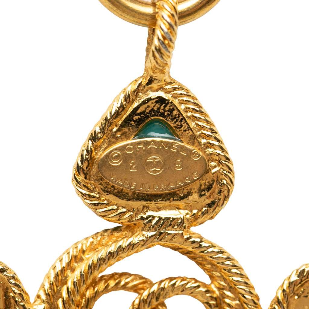 Chanel CC Gold Plated Cabochon Enamel Pendant Necklace Gold Metal Very good - Inside View