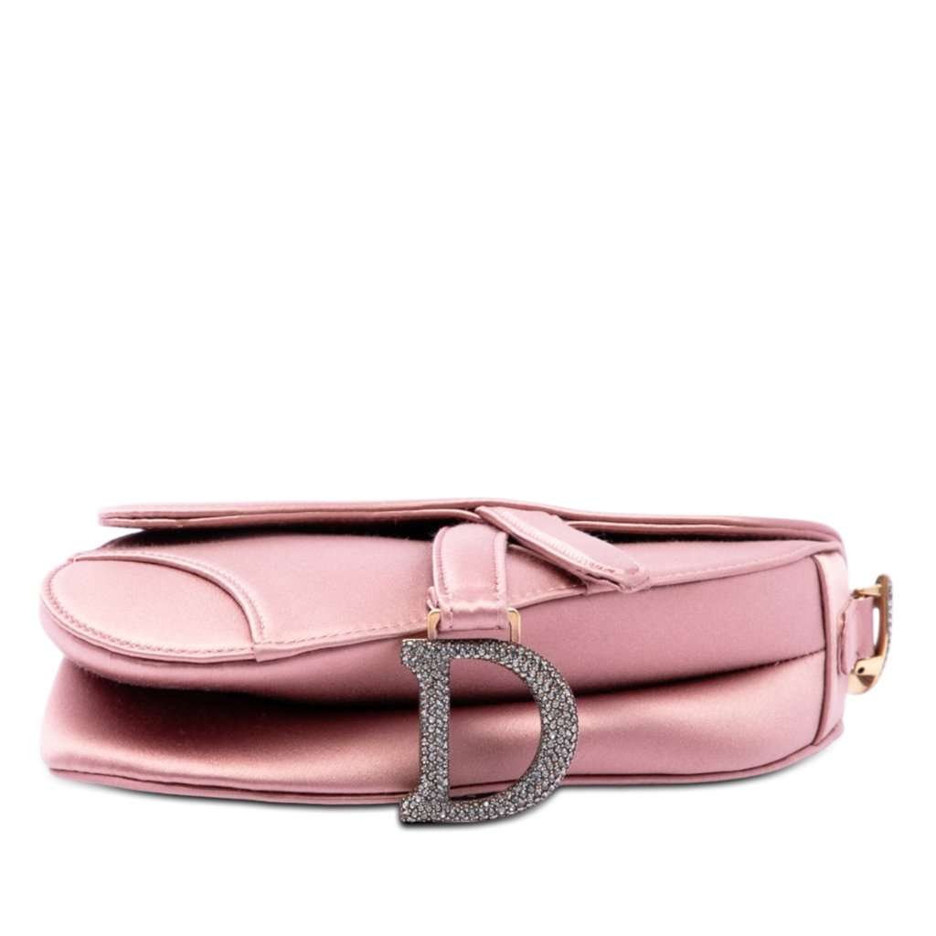 Dior Mini Satin Crystal Embellished Saddle Bag Pink Very good - Inside View