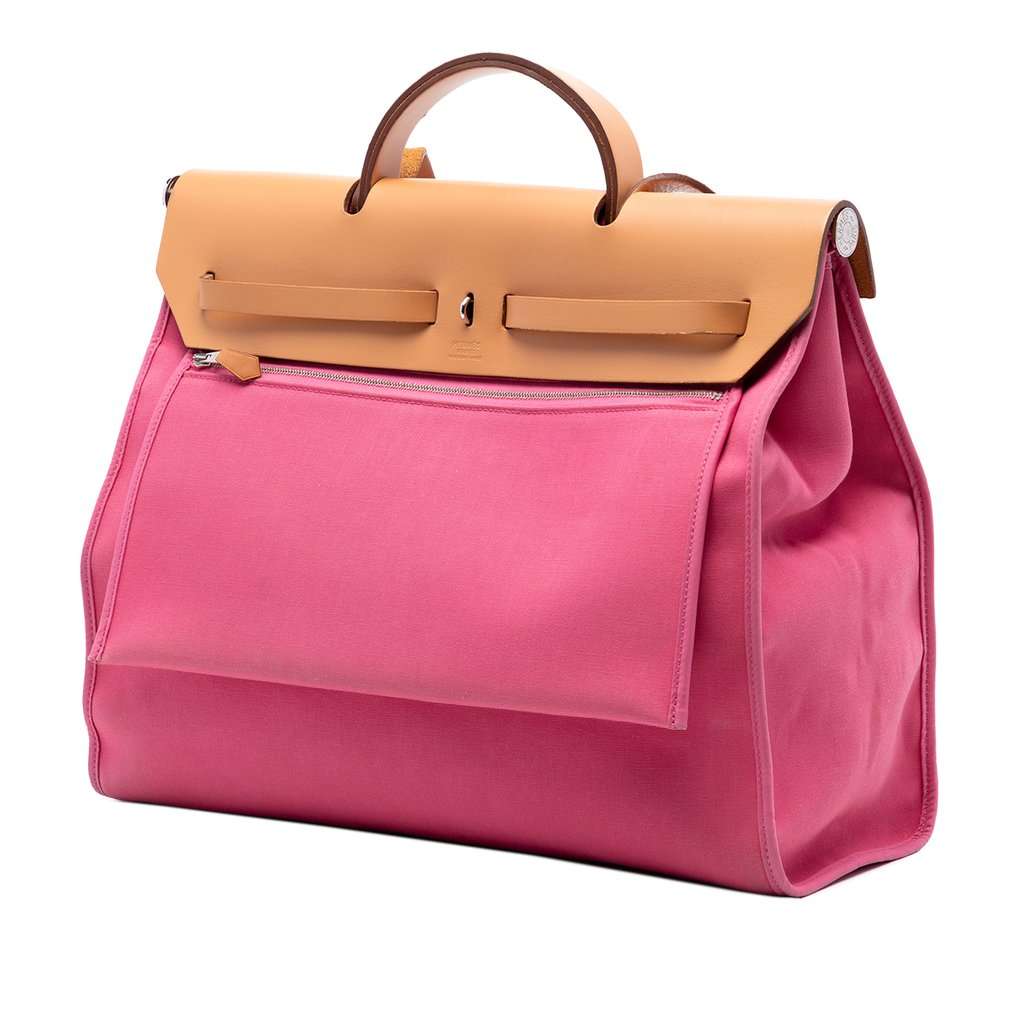 Hermès Toile Herbag Zip 39 Pink Very good condition - Back View