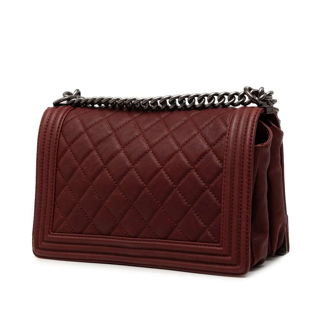 Chanel Paris Dallas Medium Quilted Calfskin Cowboy Boy Flap Red Leather Very good condition - Back View