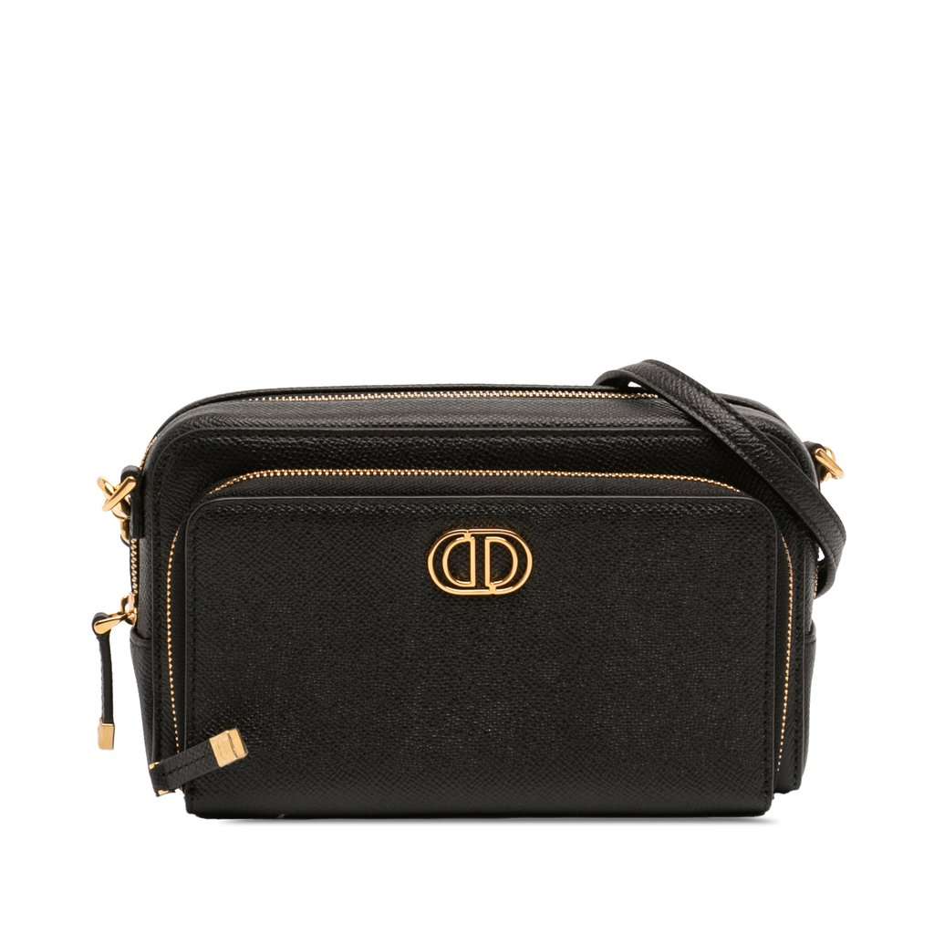 Dior Grained Calfskin Caro Double Pouch Black Leather Very good condition - Front View