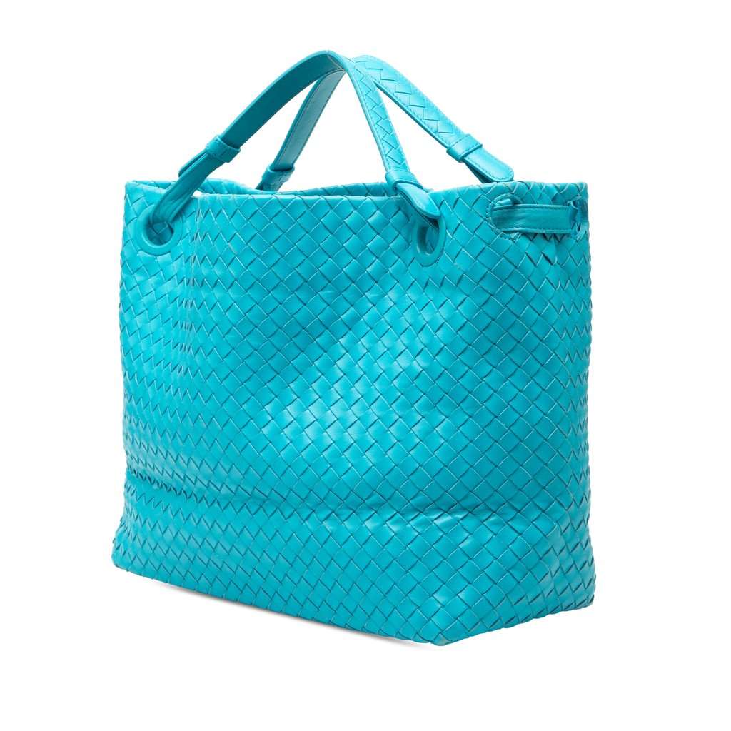Bottega Veneta Medium Nappa Intrecciato Garda Tote Blue Leather Very good condition - Back View