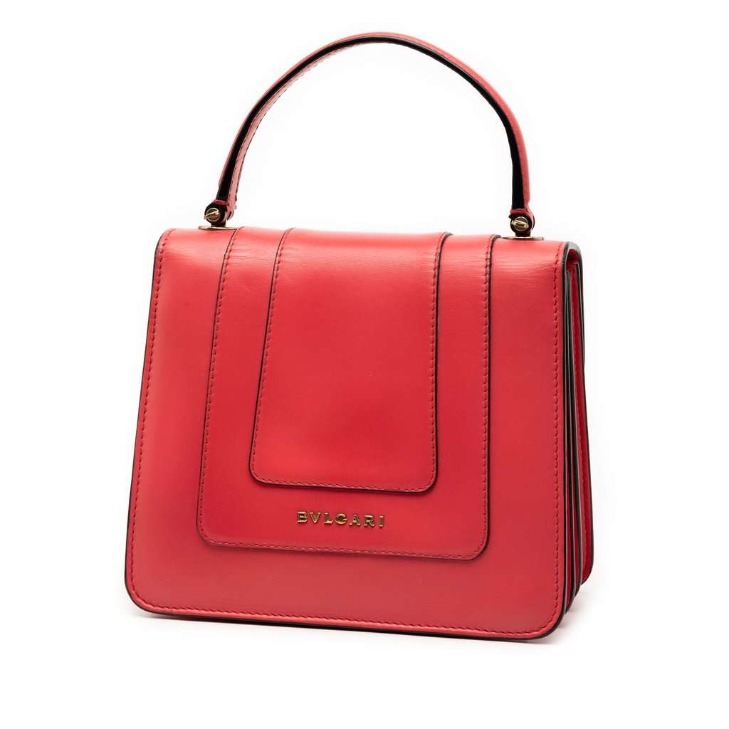 Bvlgari Small Calfskin Serpenti Forever Top Handle Bag Red Leather Very good - Back View