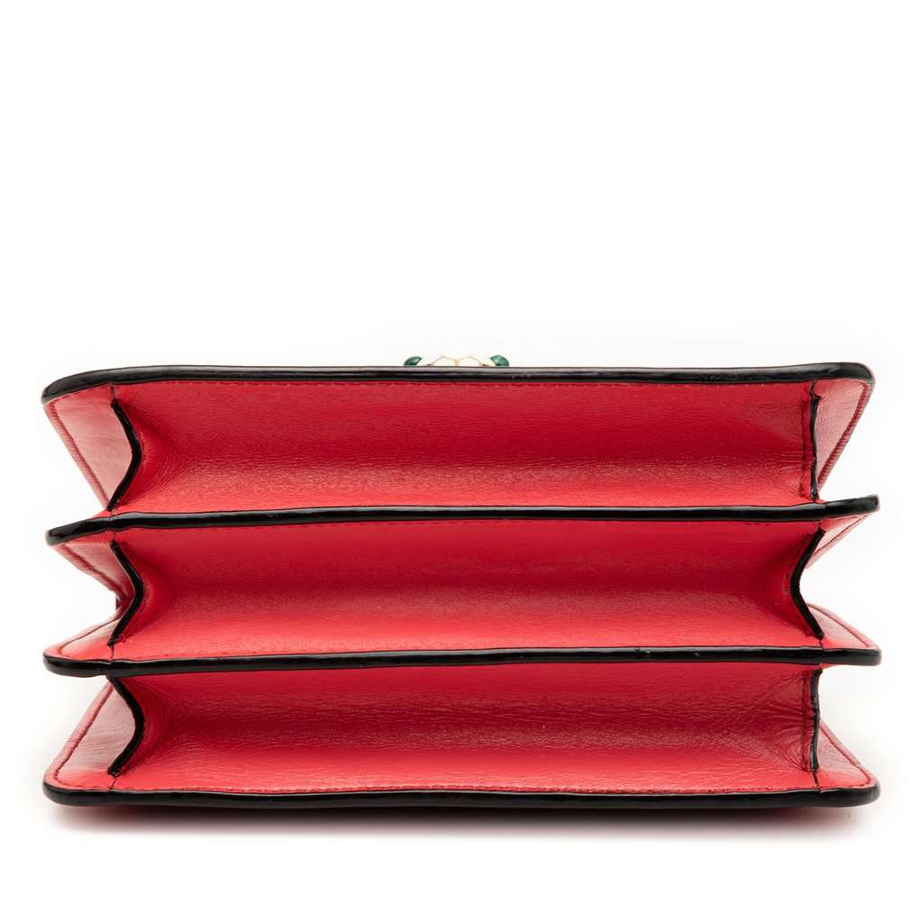 Bvlgari Small Calfskin Serpenti Forever Top Handle Bag Red Leather Very good - Inside View