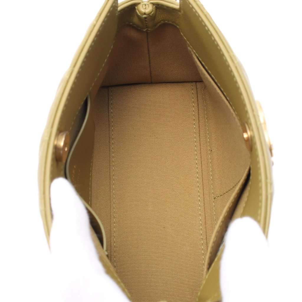 Chanel Quilted Lambskin Leo Shoulder Bag Green Leather Very good - Inside View