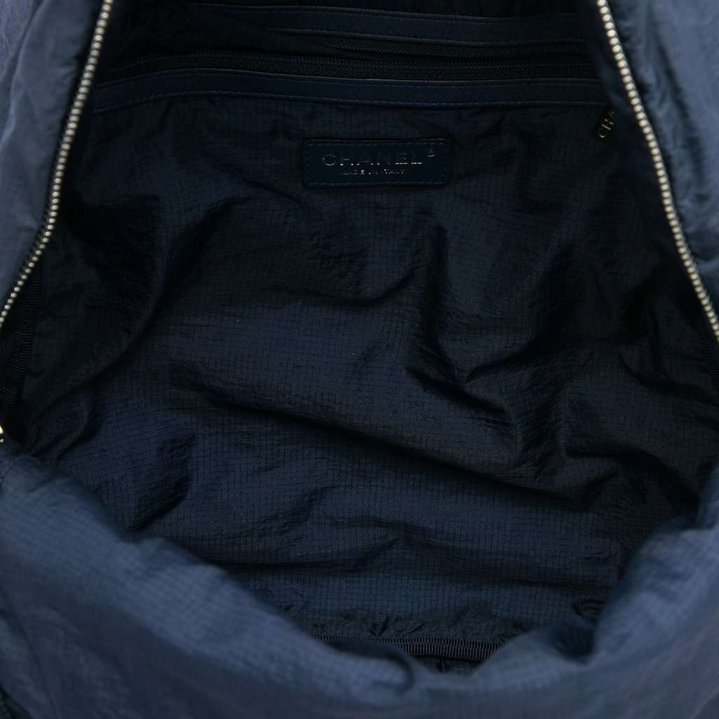 Chanel CC Quilted Nylon Sport Line Backpack Blue Very good - Model View