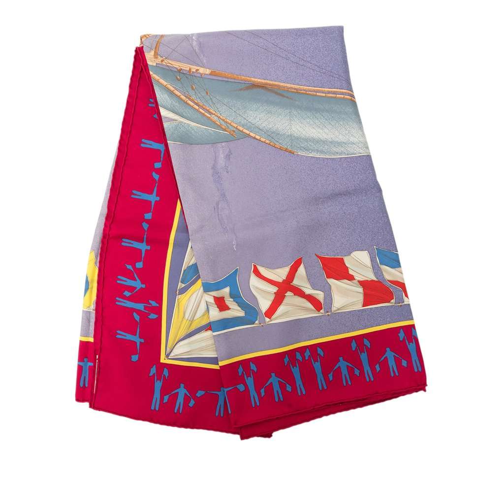 Hermès En Course Silk Scarf 90 Purple Very good - Front View
