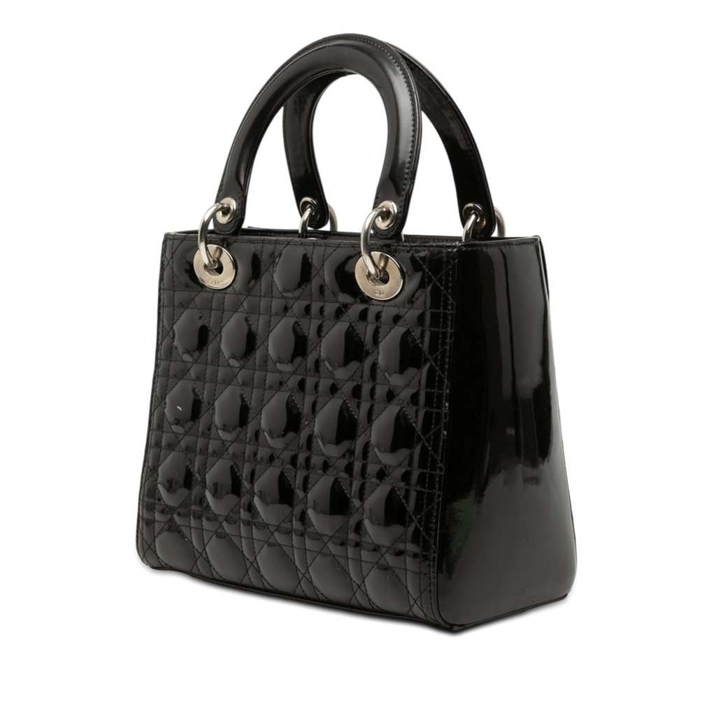 Dior Medium Patent Cannage Lady Dior Black Leather Good condition - Back View