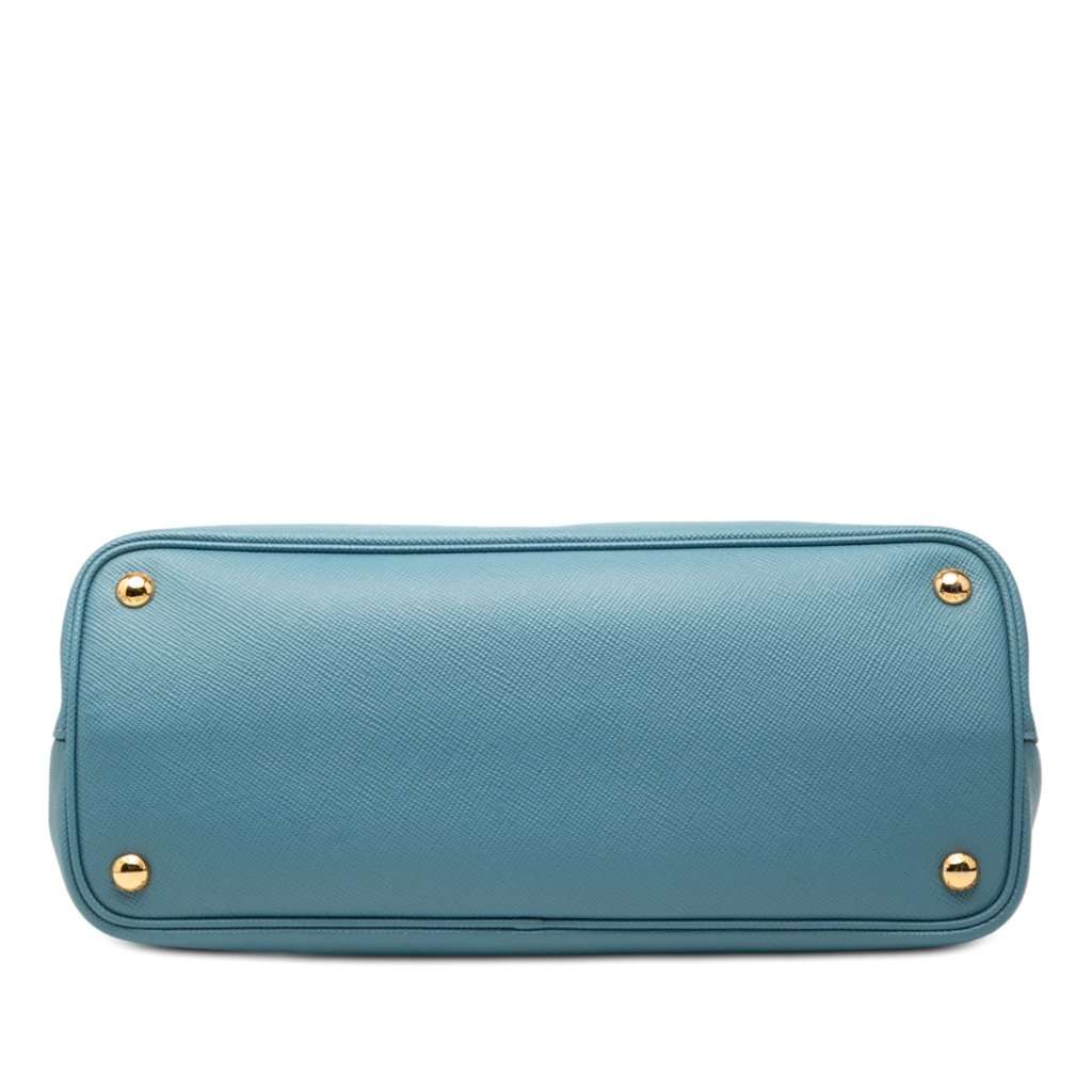 Prada Medium Saffiano Cuir Double Satchel Blue Leather Very good condition - Inside View
