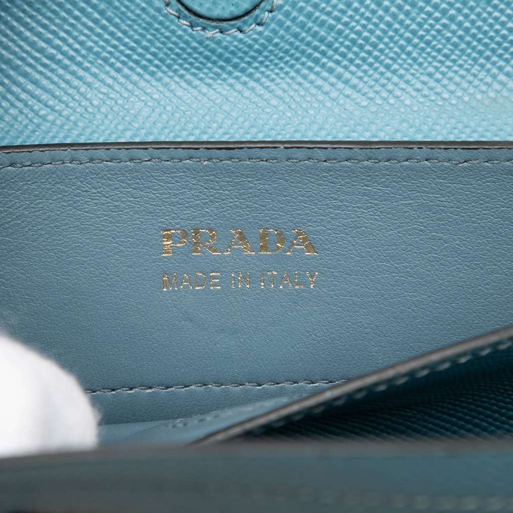 Prada Medium Saffiano Cuir Double Satchel Blue Leather Very good condition - Box View