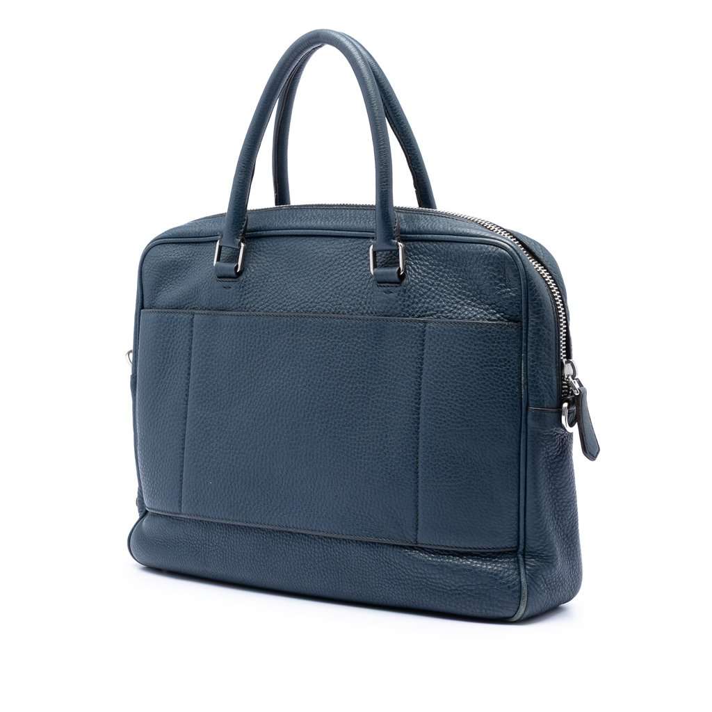 Prada Bicolor Vitello Daino Briefcase Blue Leather Very good condition - Back View