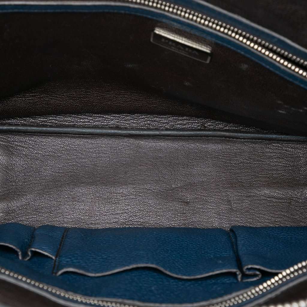 Prada Bicolor Vitello Daino Briefcase Blue Leather Very good condition - Model View