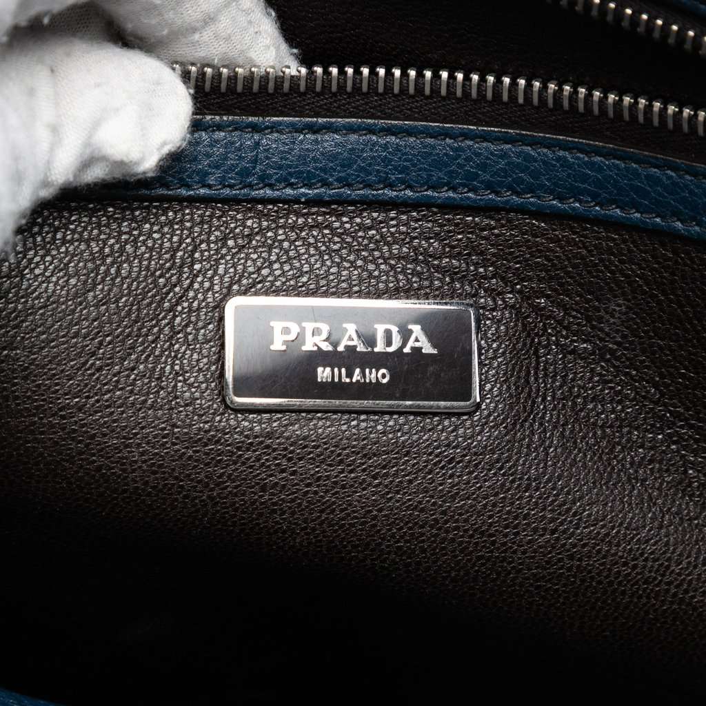 Prada Bicolor Vitello Daino Briefcase Blue Leather Very good condition - Box View