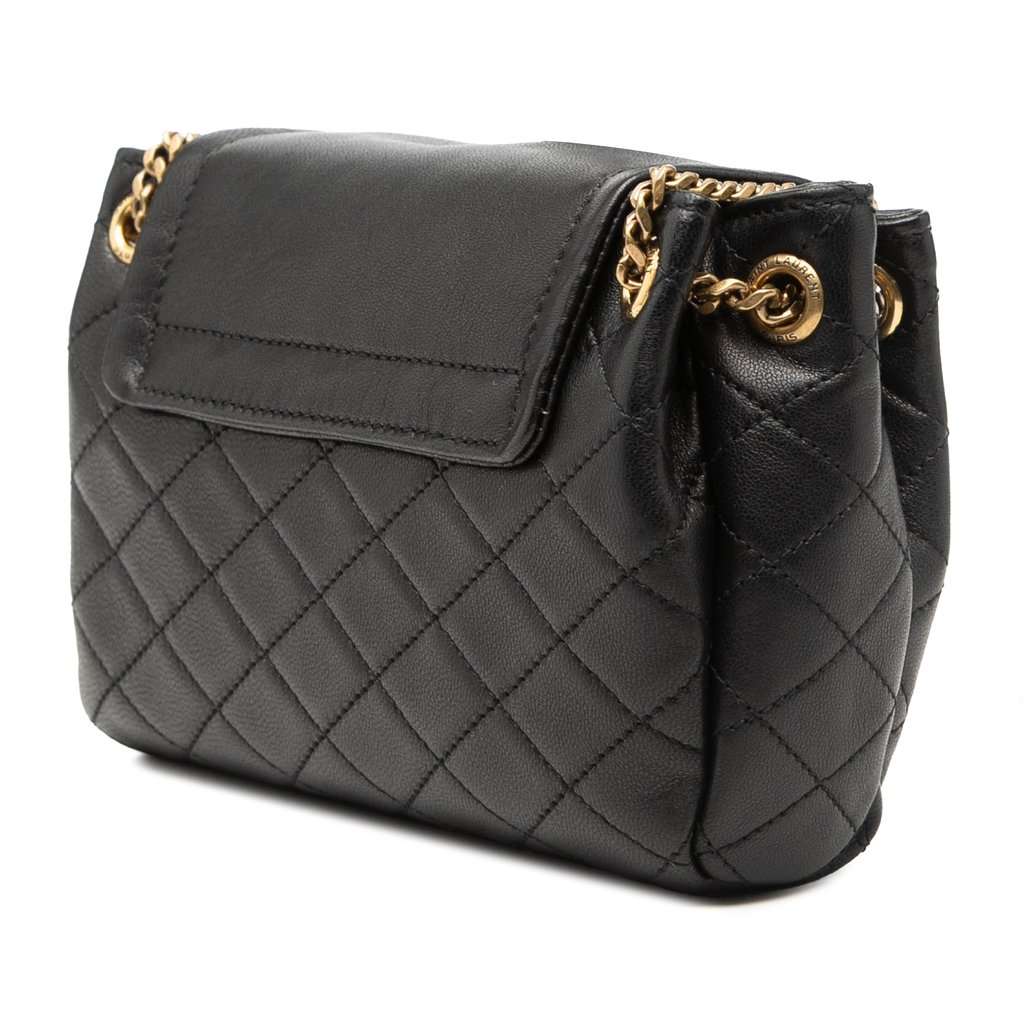 Saint Laurent Mini Quilted Lambskin Monogram Nolita Bag Black Leather Very good - Back View