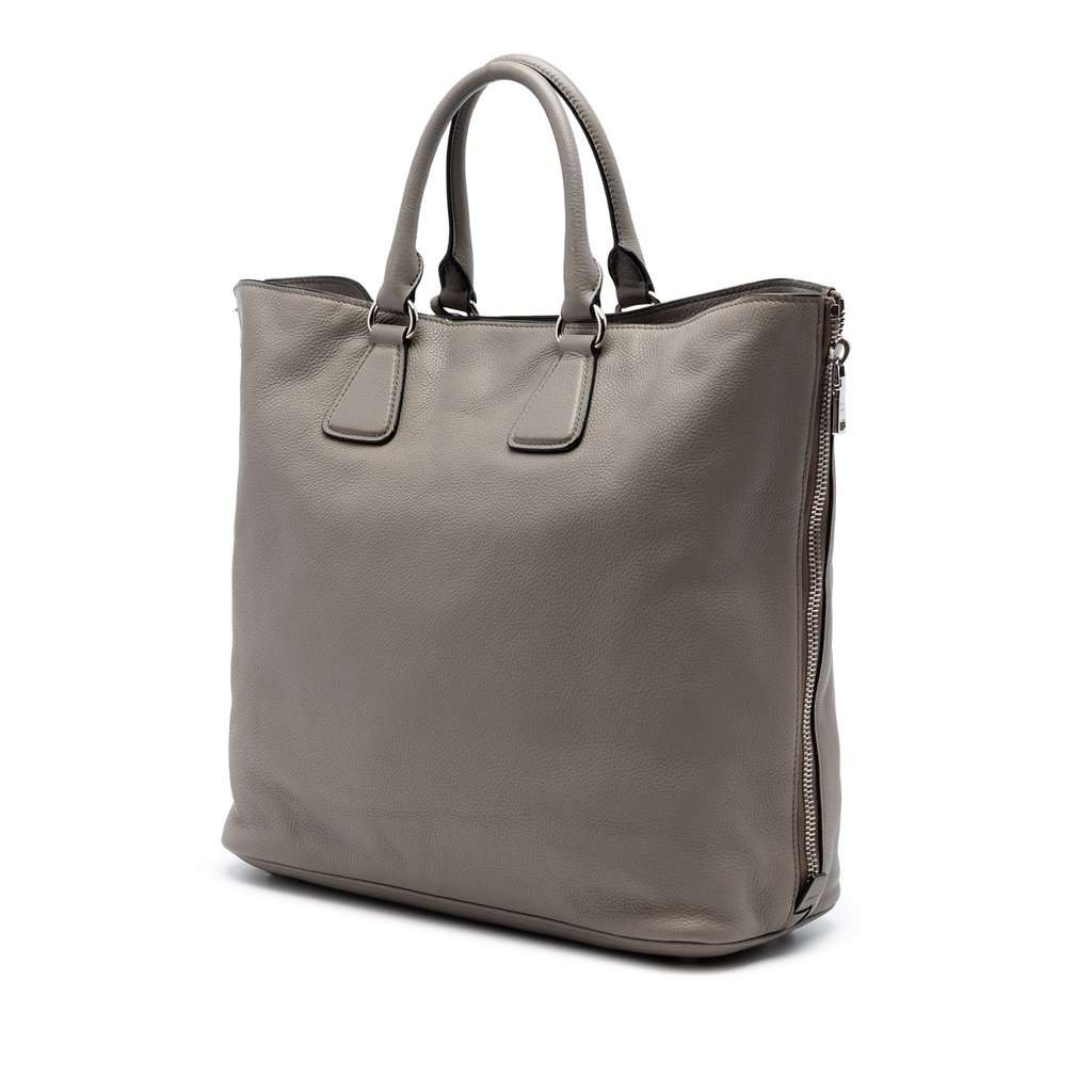 Prada Vitello Daino Side Zip Convertible Tote Brown Leather Very good - Back View