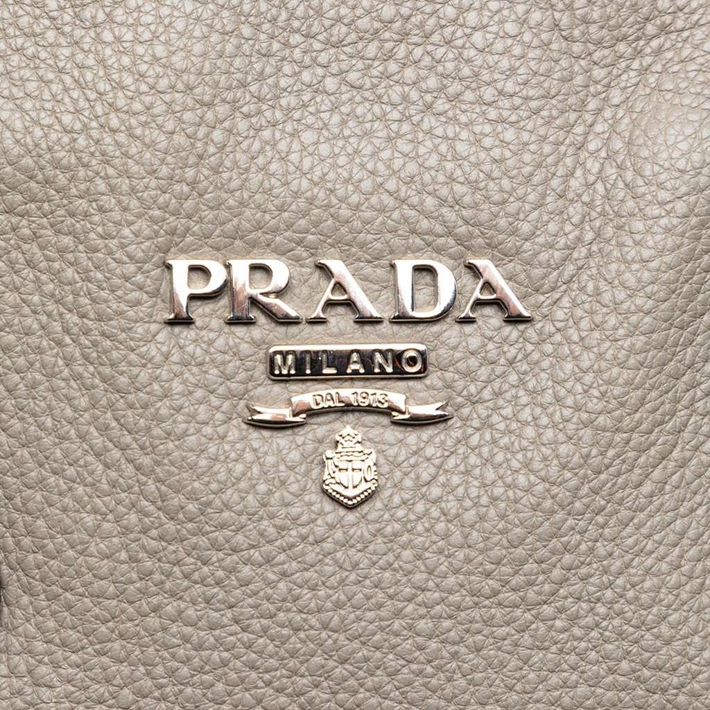 Prada Vitello Daino Side Zip Convertible Tote Brown Leather Very good - Box View