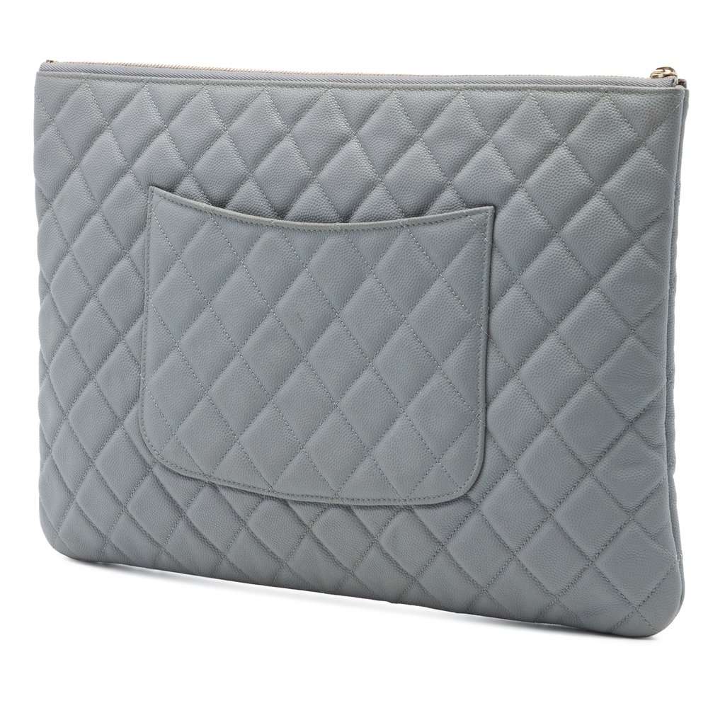 Chanel Large Quilted Caviar O Case Clutch MultiColor Leather Very good - Back View