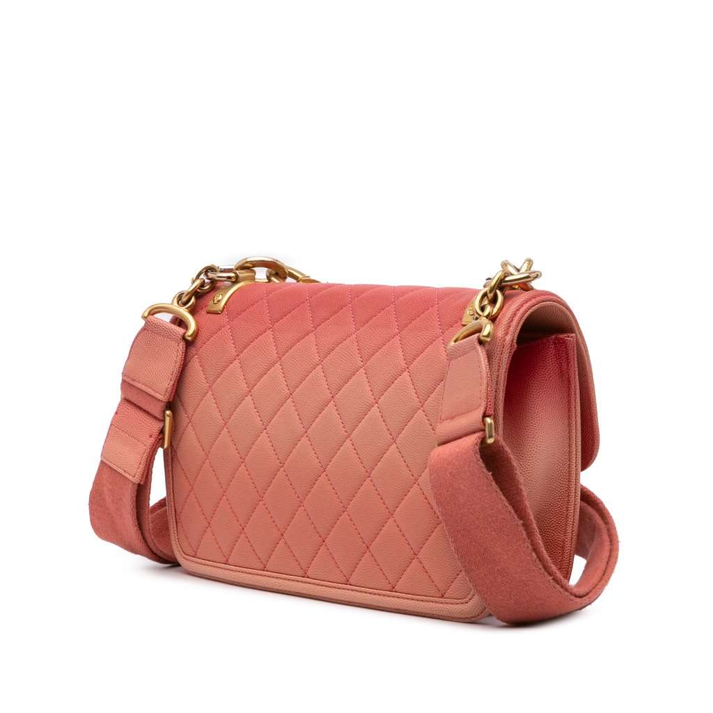 Chanel Medium Quilted Caviar Sunset On The Sea Flap Pink Leather Very good - Back View