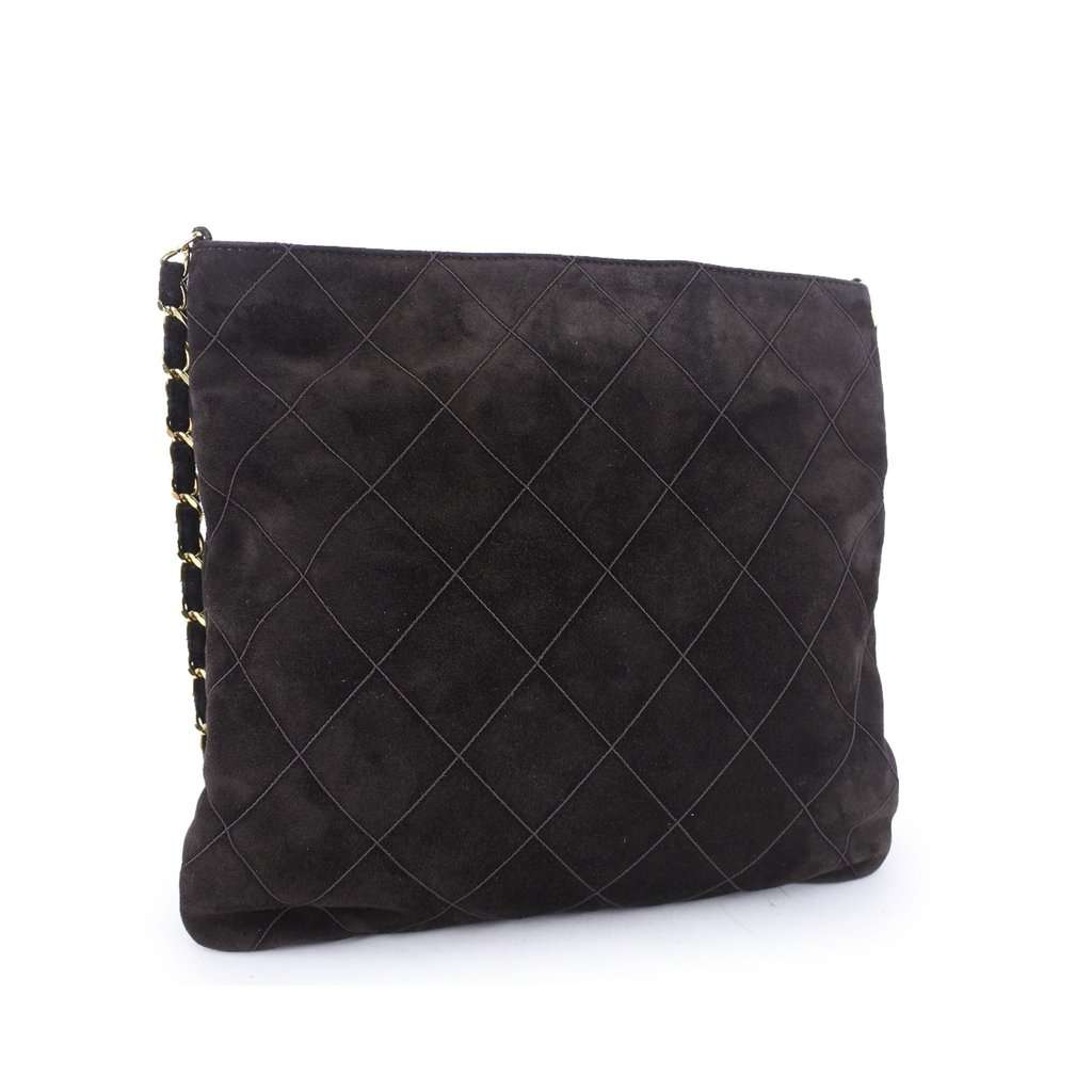 Chanel Quilted Suede Tassel Crossbody Brown Leather Very good - Inside View
