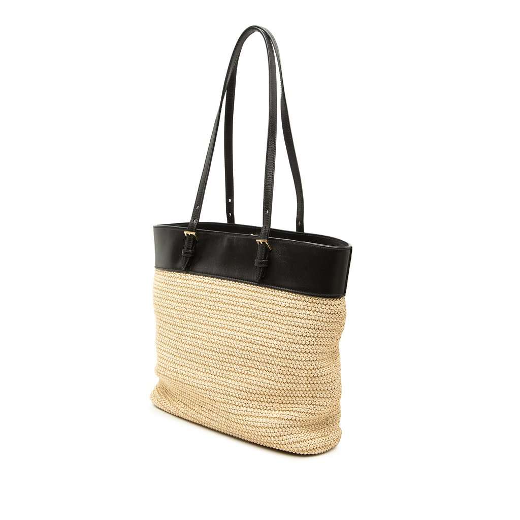 Saint Laurent Boucle Raffia Shopper Tote Beige Very good condition - Back View