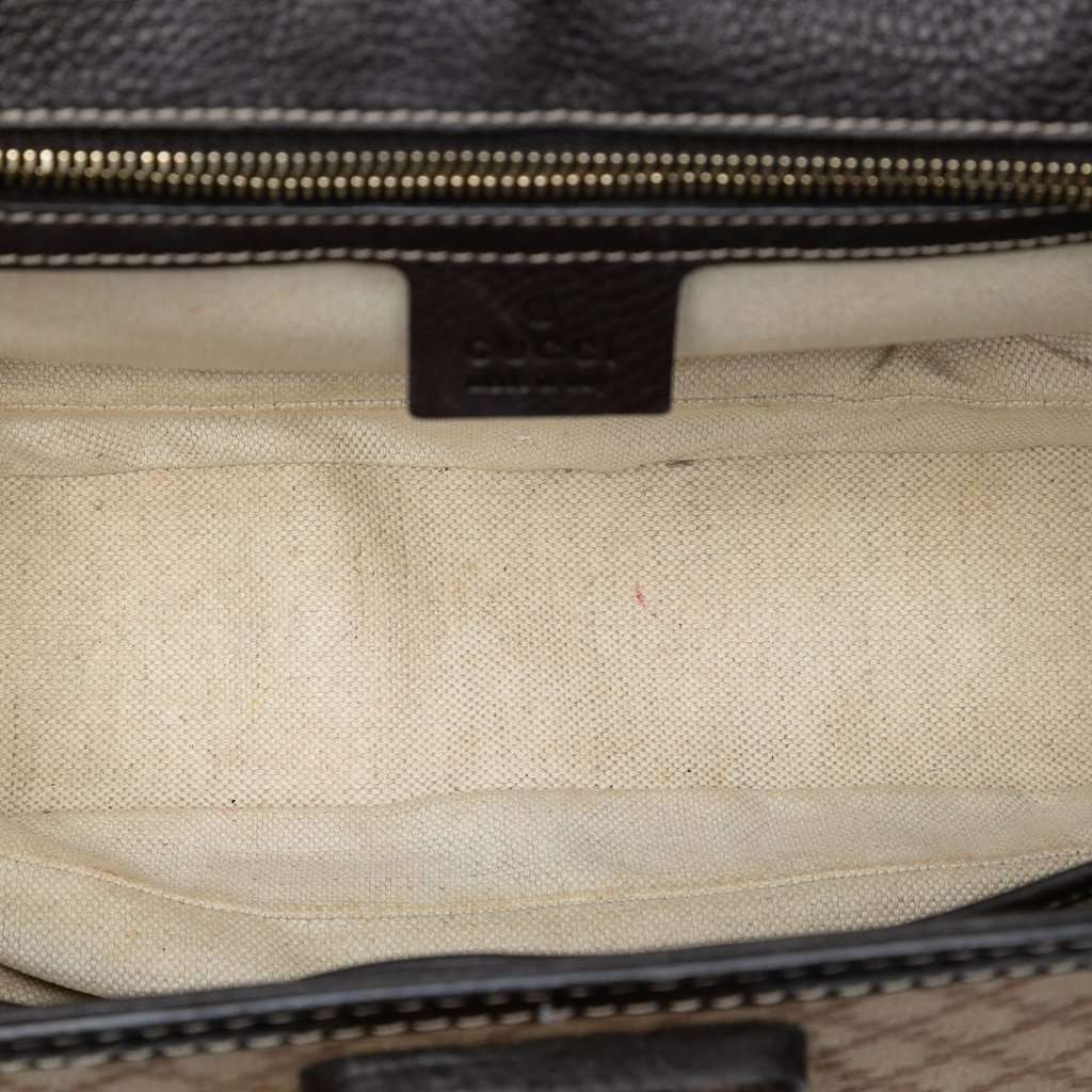 Gucci Medium Diamante Canvas New Bamboo Satchel Beige Very good - Model View