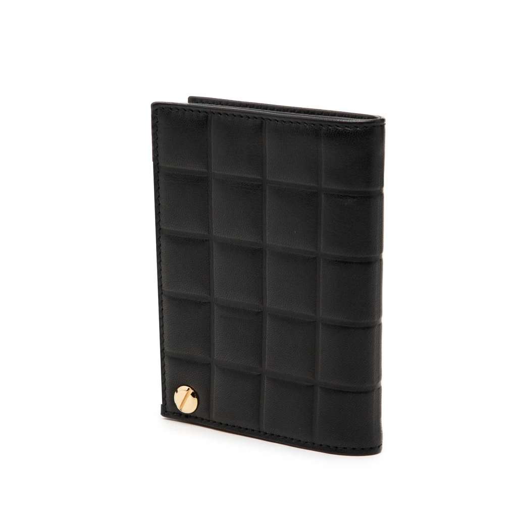 Chanel CC Chocolate Bar Lambskin Card Holder Black Leather Very good condition - Back View
