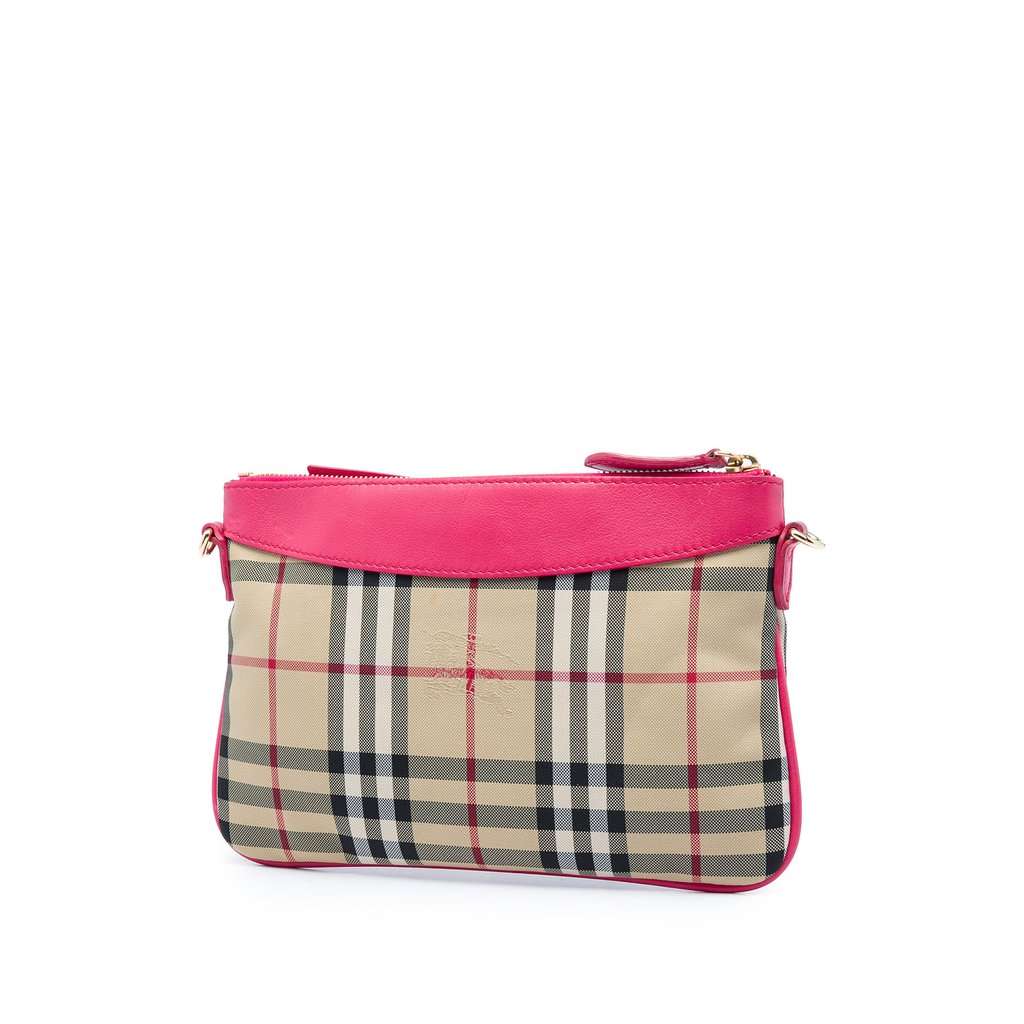 Burberry Haymarket Check Nylon Peyton Bow Tie Crossbody Beige Very good - Back View