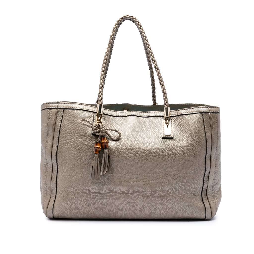 Gucci Metallic Grained Leather Bella Tote Gold Leather Very good condition - Front View