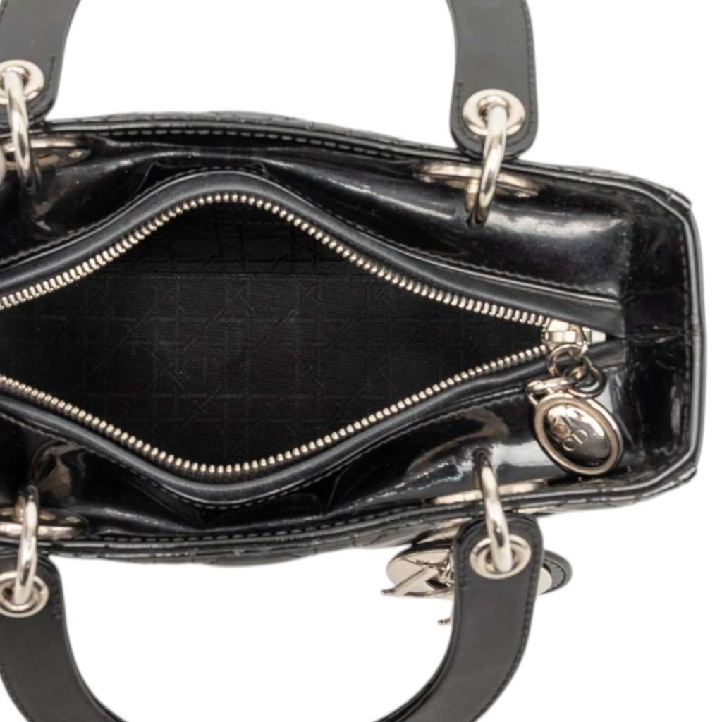 Dior Medium Patent Cannage Lady Dior Black Leather Very good - Model View