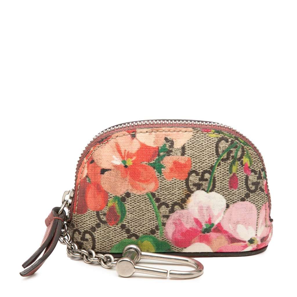 Gucci GG Supreme Blooms Chain Coin Pouch Beige Very good condition - Front View